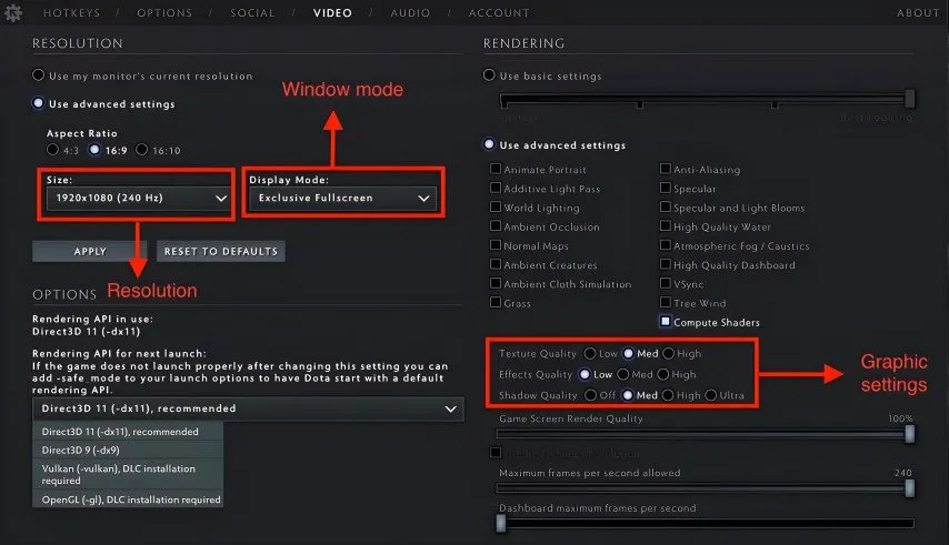 Какое разрешение лучше выбрать для Dota 2 в 2025 году