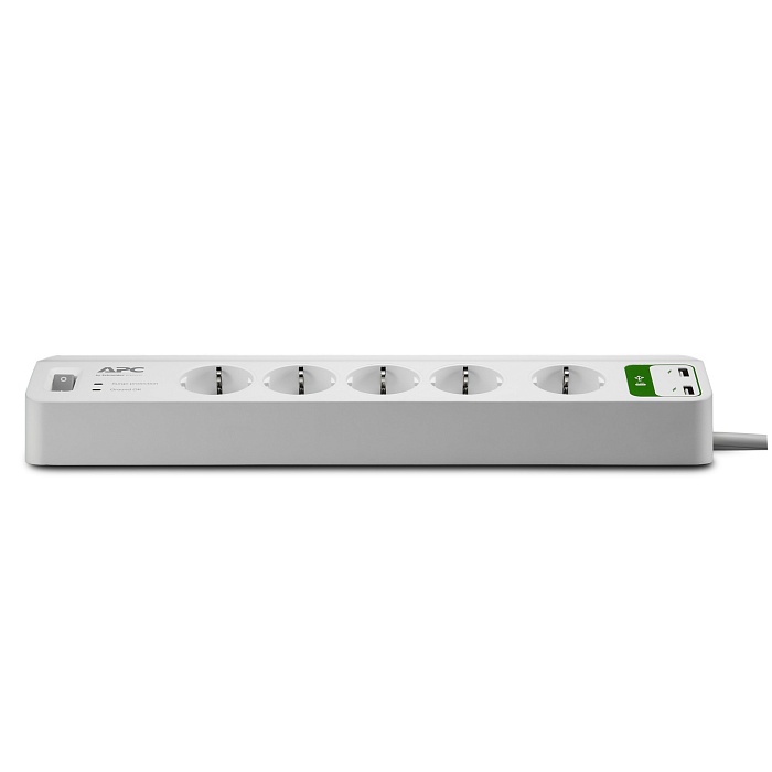 Сетевой фильтр APC PM5U-GR (Essential SurgeArrest, 5 розеток, USB-зарядное устройство на 2 порта, 5 В, 2.4 А, 230 В) - фото 3