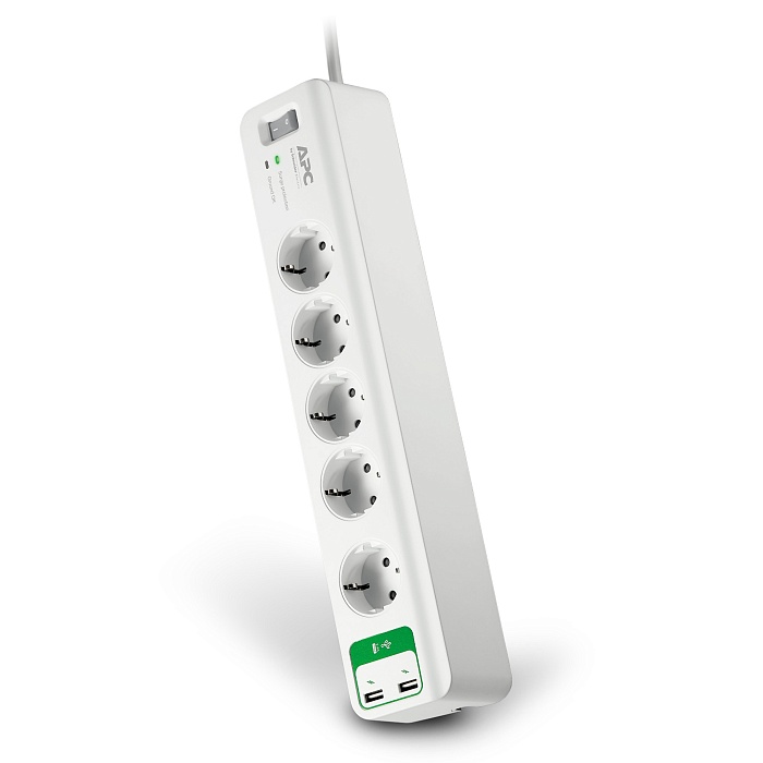 Сетевой фильтр APC PM5U-GR (Essential SurgeArrest, 5 розеток, USB-зарядное устройство на 2 порта, 5 В, 2.4 А, 230 В) - фото 5