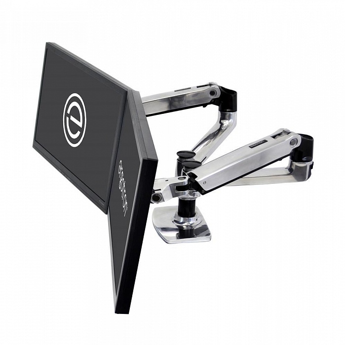 Двойное настольное крепление Ergotron LX Dual Side-by-Side Arm (polished aluminum) (45-245-026) - фото 1